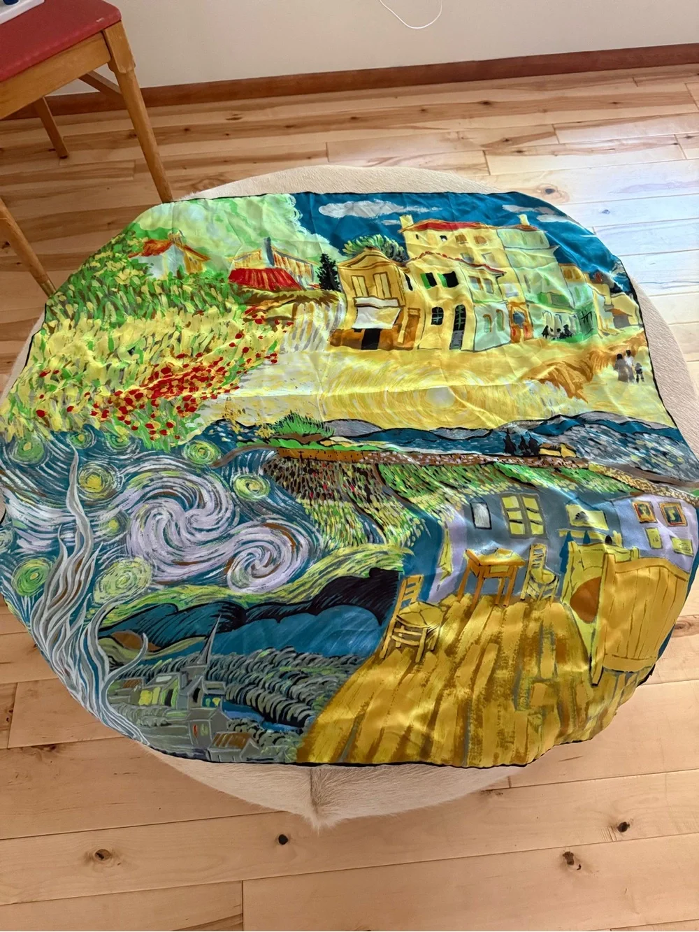 💯 silk Artistic Multi-Color Silk Scarf - Van Gogh
